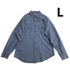 70s USA製 ファイブブラザー シャンブレーシャツ L コットン100%