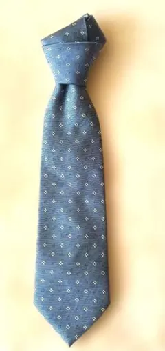 ブルーグレー幾何学模様シルクネクタイ 　送料無料・匿名配送