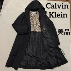 新品　未使用品　カルバンクライン　ダウンコート　黒　レオパード柄　XL