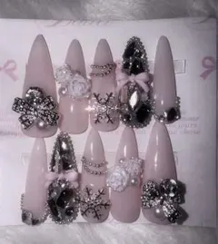 ネイルチップ 韓国 ワンホン 冬 ガーリー ベイビーブーマ クリスマス Y2K