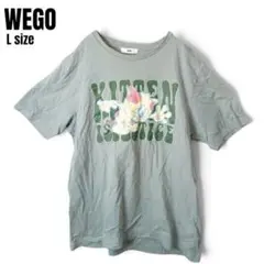 WEGO アニマル グラフィック Tシャツ くすみブルー L ネコ