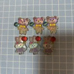 クマとウサギのデコレーションパーツ6個セット