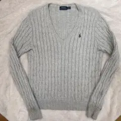 値下‼️ラルフローレンポロ　Ralph Lauren POLO グレーVニット　L