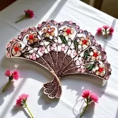 フラメンコ　ブローチ　シージョ留め　アンティーク　レトロ　扇子　アバニコ形　舞台