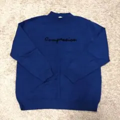 HUMS ロゴ入り 長袖ニット ブルー