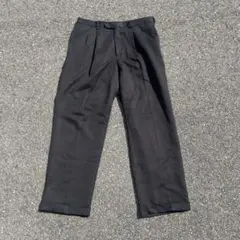 古着　ブラック ワイドスラックス　ツータック　w43l75