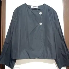 ZARA ビジュー　ノーカラージャケット 黒　カーディガン　コットン　ザラ