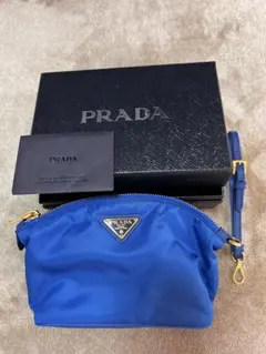 新品未使用・PRADA 青 ナイロン ポーチ
