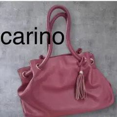 carino ピンク タッセル付き 牛革 トートバッグ ハンドバッグ