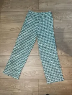 ZARA 緑と白のパターン カジュアルパンツ S