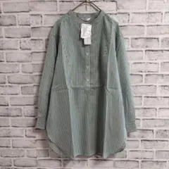 未使用タグ付き ケルシャンス ストライプ チュニック シャツ M バンドカラー