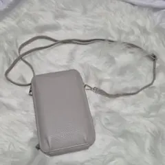 スマホショルダー グレー　シンプル　お財布一体型