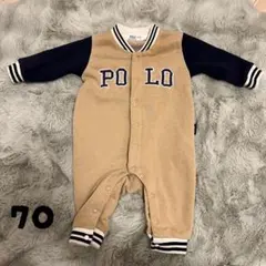 POLOロンパース 70サイズ ベージュ・ネイビー