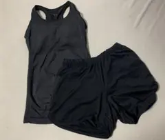 GU ブラック カップ付タンクトップ ショートパンツ セットアップ　S