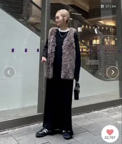 チャオパニックティピー PON企画 ウール混クルーネックニットロングワンピース