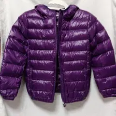 キッズ用フード付き紫ダウンジャケット　140cm
