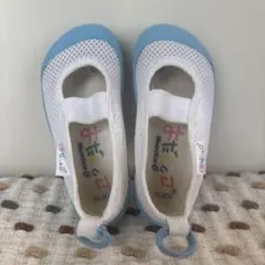 ムーンスター 上履き はだしっこ メッシュ 15.0cm ホワイト/ブルー