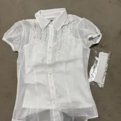 RF❤️美品❤️シアーフリルブラウス インナー付き 清楚系 白 上品 夏コーデのサムネイル