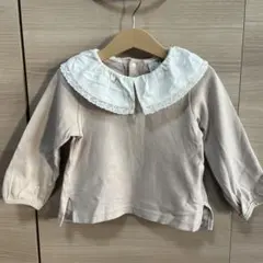 プティマイン　petitmain 　トップス　ベージュ 長袖　 レース襟 100