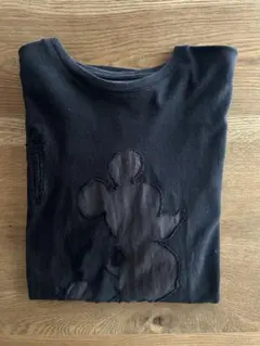 ミッキーマウス刺繍 ブラック長袖Tシャツ ディズニー