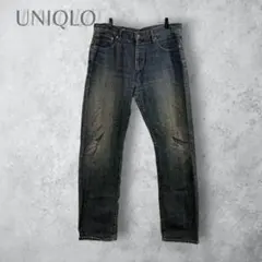 【UNIQLO オールドユニクロ】　ストレートブラックデニム　ジーンズ　W91のサムネイル