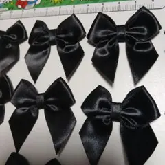 ブラックサテンリボン 16個4センチ位