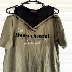 匿名配送！140cmオフショルダー半袖ワンピース