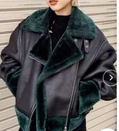 MURUA ムルーア ショートエアリーフェイクムートンジャケット ブラック