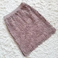 『アプワイザーリッシェ』 (1) ニットタイトスカート 花柄レース ウエストゴム