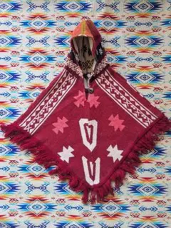 【秋·冬物·☆新品&レア】♡可愛いネイティブ柄キッズポンチョ(95〜110)