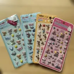 サンリオ　ディズニーキャラクター　ぷくぷくシール4シートセット