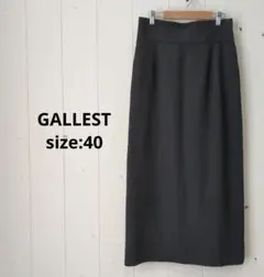 ギャレスト GALLEST リネンライク ロング タイトスカート ブラック 40