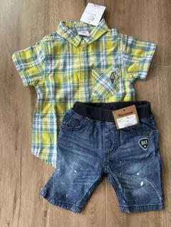 SLAP SLIP シャツ & RAD CUSTOM デニムショーツ 90cm