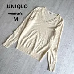 【ユニクロ】Vネックセーター カシミヤ100% M オフ ホワイト 春服 美品
