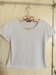 SHIPS ボーダー柄 半袖Tシャツ プリーツ袖のサムネイル