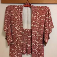 真っ赤なレースの羽織(共布の羽織紐付) 洋服やドレスの上から羽織って 