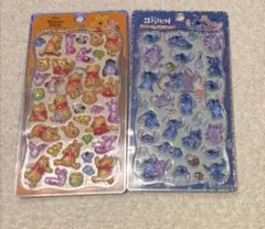 ディズニー プチドロップステッカー スティッチ プーさん ２点セット