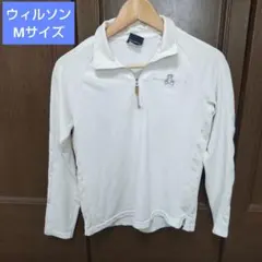 ウィルソン 長袖ポロシャツ ホワイト ハーフジップMサイズのサムネイル
