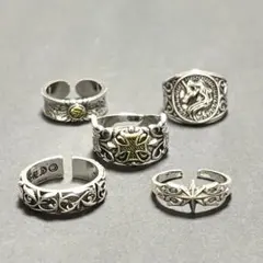 【お得な5点セット！】ヴィンテージリング アクセサリー メンズ シルバー