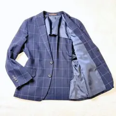 【美品】P.S.FA テーラードジャケット ネイビー チェック M 春夏 背抜き