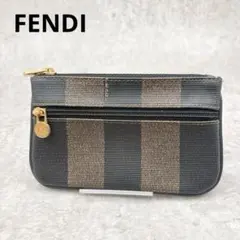フェンディFENDI ペカンストライプ柄 コインケース 小銭入れ ミニポーチ