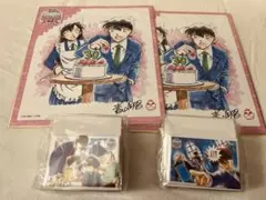 名探偵コナン 連載30周年記念カフェ スクエア缶バッジA・B コンプ／色紙 2枚