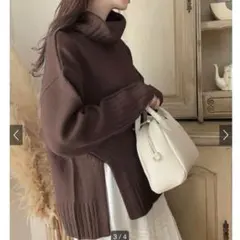 GRL タートルネックスリットニットトップス