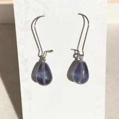 天然石・フローライトドロップピアス