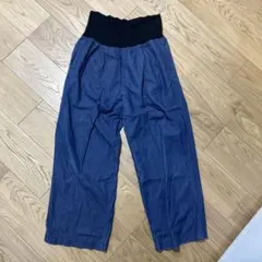 マタニティ デニム調 ワイドパンツ(薄手)