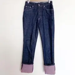 フィオルッチ　デニムパンツ　ストレート　裾切り替え　ネイビー　ピンク　28×34のサムネイル