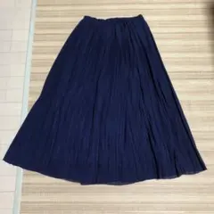 売り切りセール☆グリーンレーベルリラクシング　濃紺プリーツロングスカート