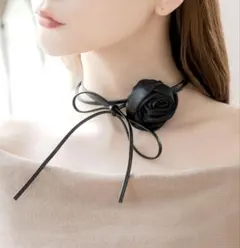 JULIA BOUTIQUE フラワー チョーカー 花 黒 バラ 合成 皮革