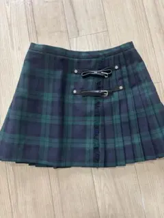 緑と紺のチェック プリーツスカートのサムネイル