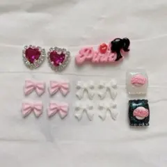 ネイルパーツ　バービー&リボン・ハート・チップスパーツセット　セット売り　13個
